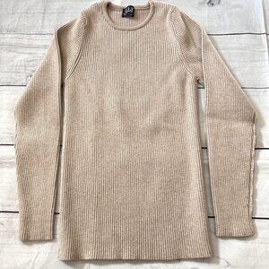 Belati Beige Knit Ribbed Top
